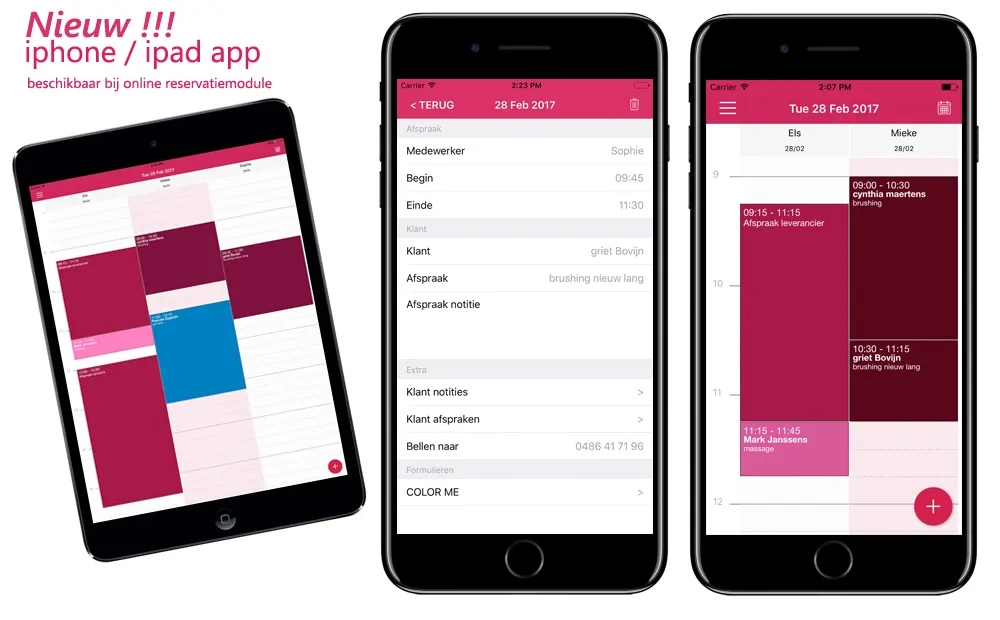 De afspraken uit Salonworld zichtbaar in de agenda-app van een smartphone