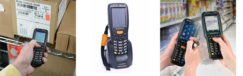 Een datacollector waarmee barcodes en hoeveelheden ingescand worden voor Salonworld