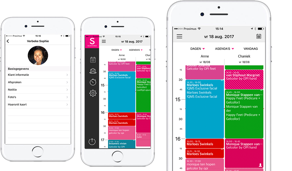 De agenda van Salonworld in de app op een iPhone